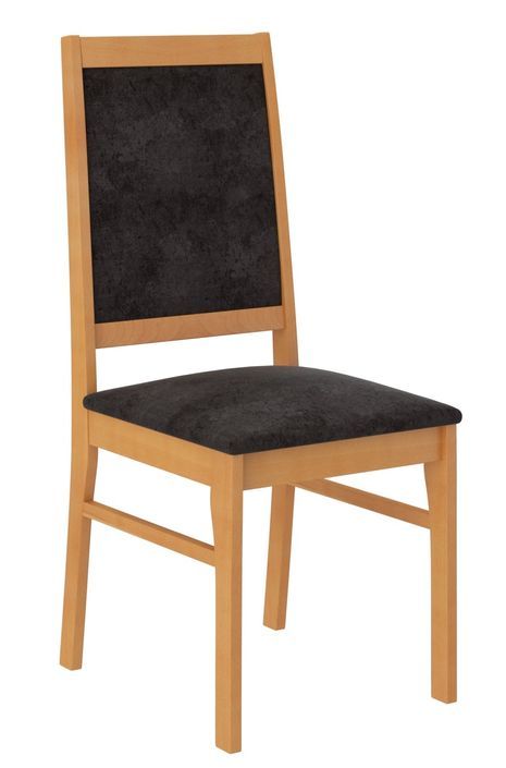 Ensemble table extensible 140/180 cm et 6 chaises en bois clair de hêtre et tissu noir Klarika - Photo n°4