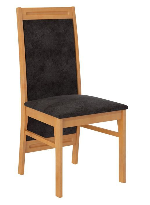 Ensemble table extensible 140/180 cm et 6 chaises en bois clair de hêtre et tissu noir Komba - Photo n°5