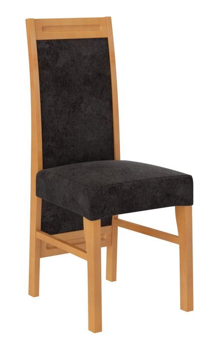 Ensemble table extensible 140/180 cm et 6 chaises en bois clair de hêtre et tissu noir Valka - Photo n°4