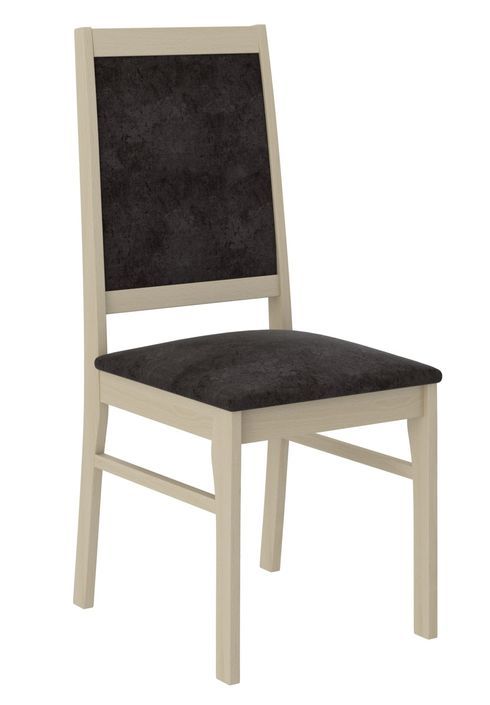 Ensemble table extensible 140/180 cm et 6 chaises en bois clair sonoma et tissu gris foncé Klarika - Photo n°5