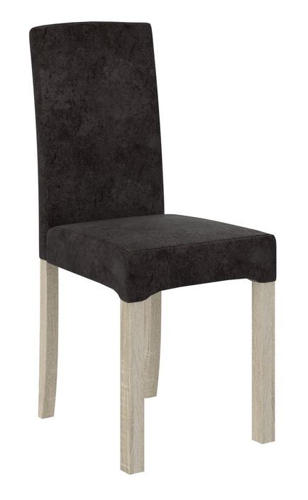 Ensemble table extensible 140/180 cm et 6 chaises en bois clair sonoma et tissu gris foncé Zakria - Photo n°4