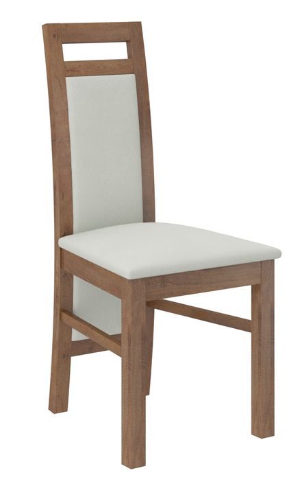 Ensemble table extensible 140/180 cm et 6 chaises en bois marron et tissu gris clair Mouka - Photo n°3