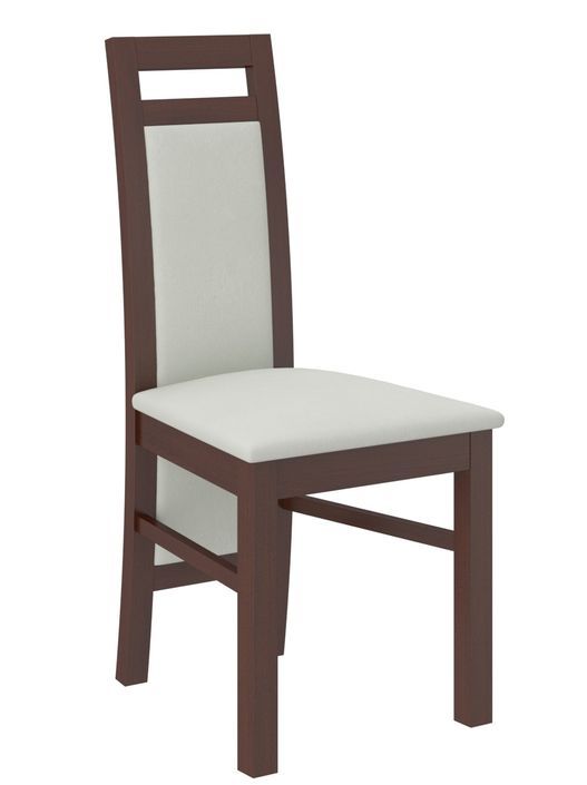Ensemble table extensible 140/180 cm et 6 chaises en bois Noyer foncé et tissu beige clair Mouka - Photo n°4