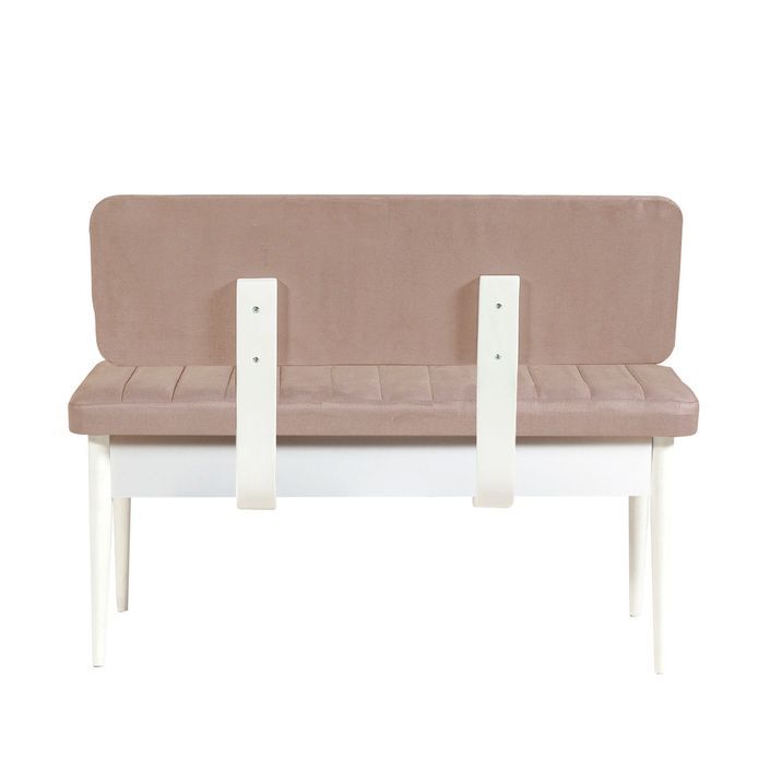Ensemble table extensible 2 chaises et 2 bancs bois blanc et tissu beige Mariva - Photo n°10