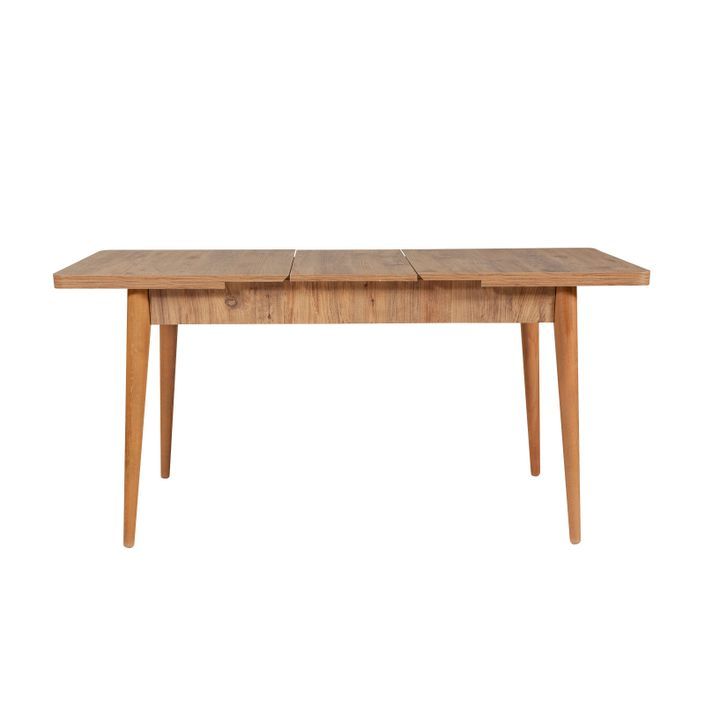 Ensemble table extensible 2 chaises et 2 bancs bois naturel et tissu gris Mariva - Photo n°5