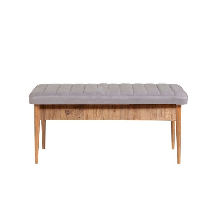 Ensemble table extensible 2 chaises et 2 bancs bois naturel et tissu gris Mariva - Photo n°7