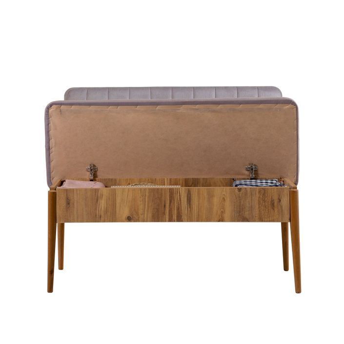 Ensemble table extensible 2 chaises et 2 bancs bois naturel et tissu gris Mariva - Photo n°10