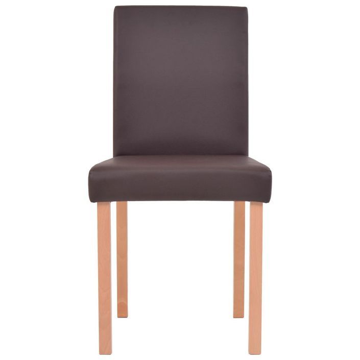 Ensemble table finition en chêne et 4 chaises simili cuir marron Kila - Photo n°5