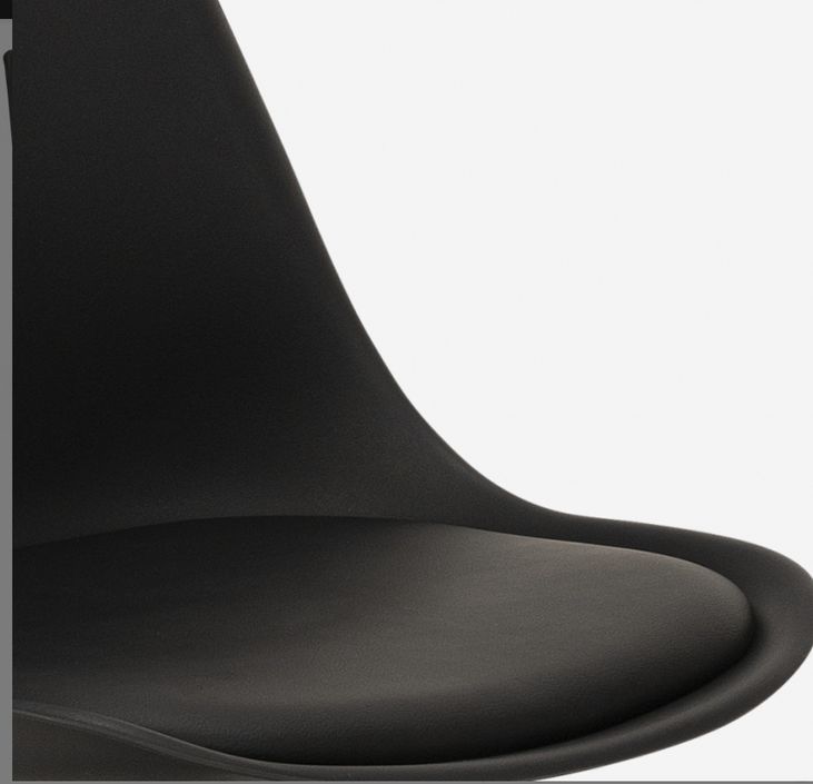 Ensemble table ronde 60 cm et 2 chaises pivotantes noires avec coussin similicuir Tulipa - Photo n°6