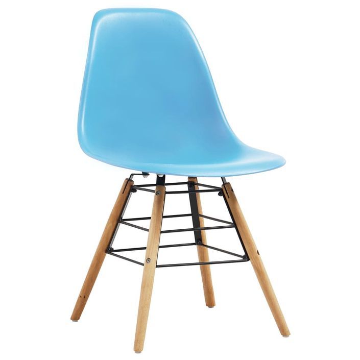 Ensemble table ronde 90 cm et 4 chaises bleu et et naturel Scanda - Photo n°4