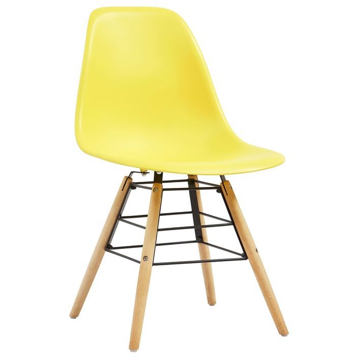 Ensemble table ronde 90 cm et 4 chaises jaune et et naturel Scanda - Photo n°4