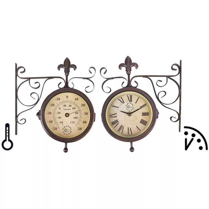 Esschert Design Horloge de station avec thermomètre TF005 - Photo n°1