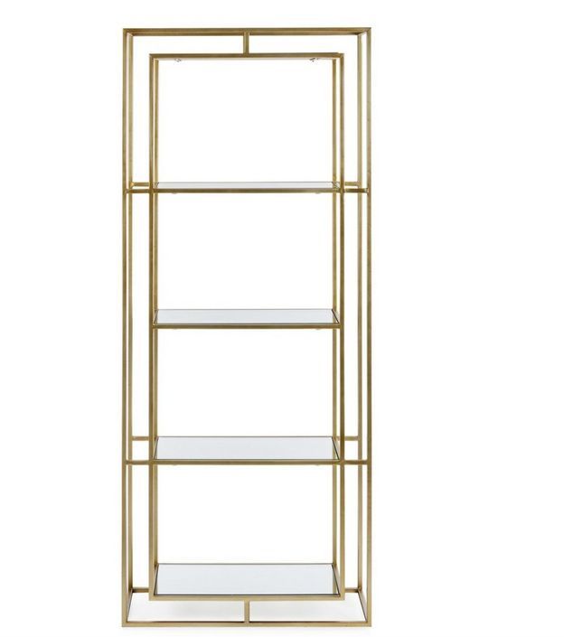 Etagère 4 niveaux en acier doré et miroir Louanor 68 cm - Photo n°2