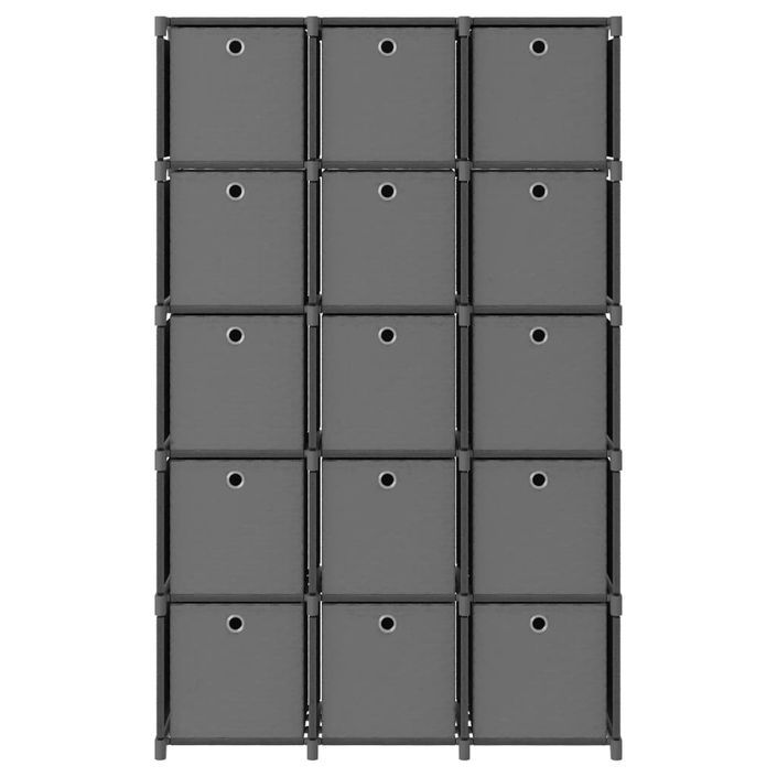Étagère à 15 cubes avec boîtes Gris 103x30x175,5 cm Tissu - Photo n°3