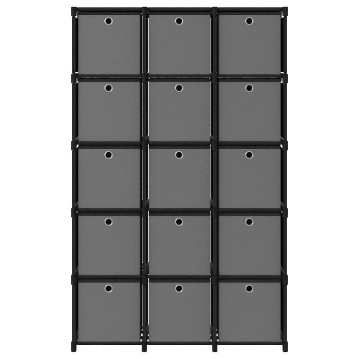 Étagère à 15 cubes avec boîtes Noir 103x30x175,5 cm Tissu - Photo n°3