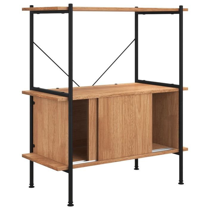 Étagère à 3 niveaux armoire 80x40x92 cm Acier bois d'ingénierie - Photo n°3