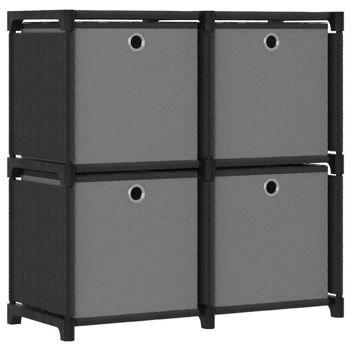 Étagère à 4 cubes avec boîtes Noir 69x30x72,5 cm Tissu - Photo n°1