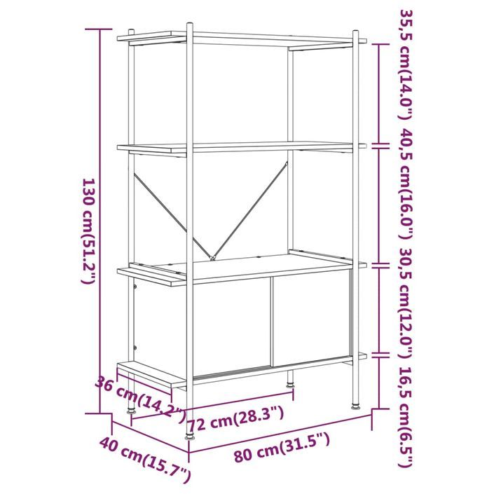 Étagère à 4 niveaux armoire 80x40x130cm Acier bois d'ingénierie - Photo n°6