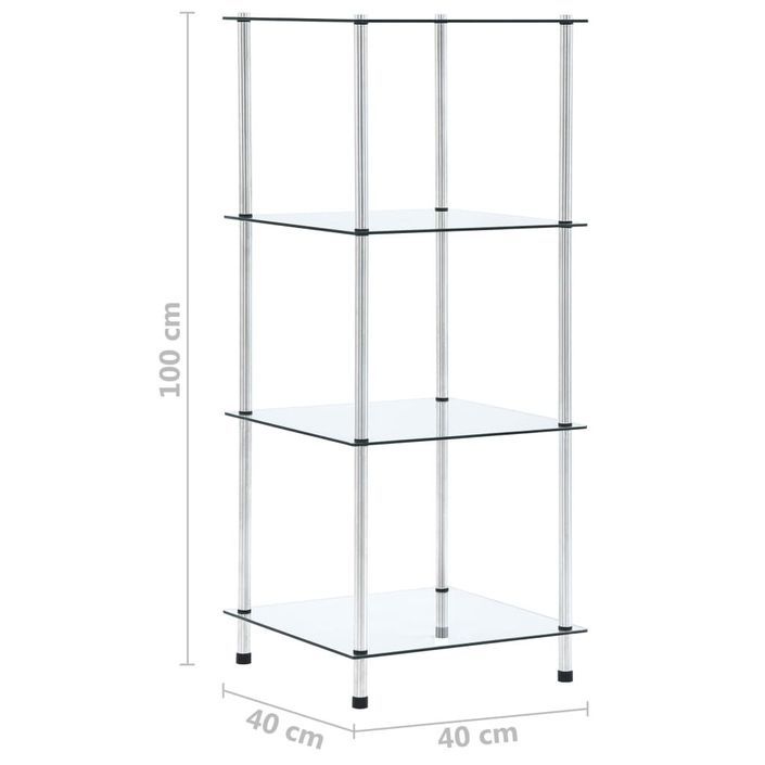 Étagère à 4 niveaux Transparent 40x40x100 cm Verre trempé - Photo n°5