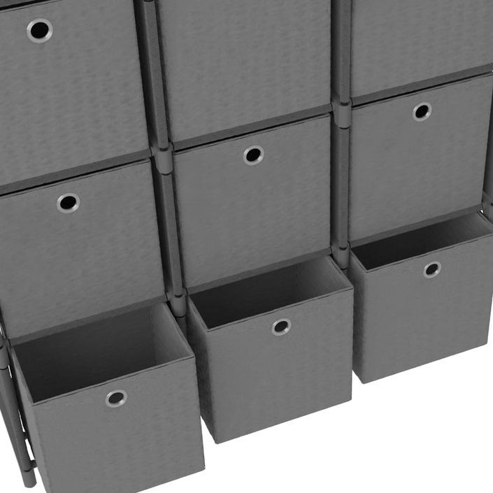 Étagère à 9 cubes avec boîtes Gris 103x30x107,5 cm Tissu - Photo n°6
