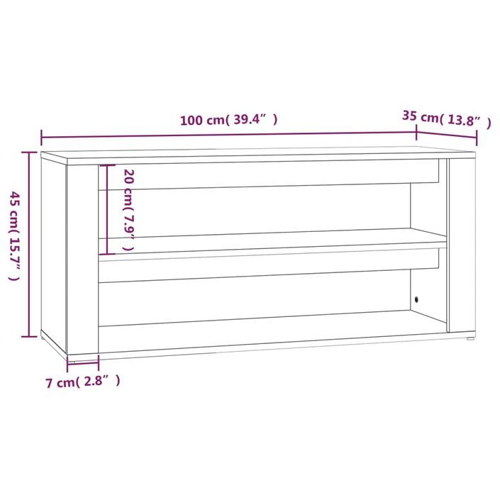 Étagère à chaussures Blanc 100x35x45 cm Bois d'ingénierie - Photo n°8