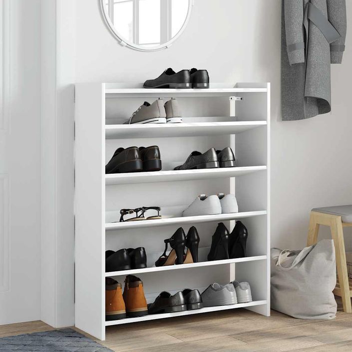 Étagère à chaussures blanc 80x25x100 cm bois d'ingénierie - Photo n°3