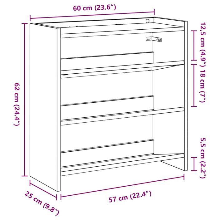 Étagère à chaussures blanc 80x25x100 cm bois d'ingénierie - Photo n°9