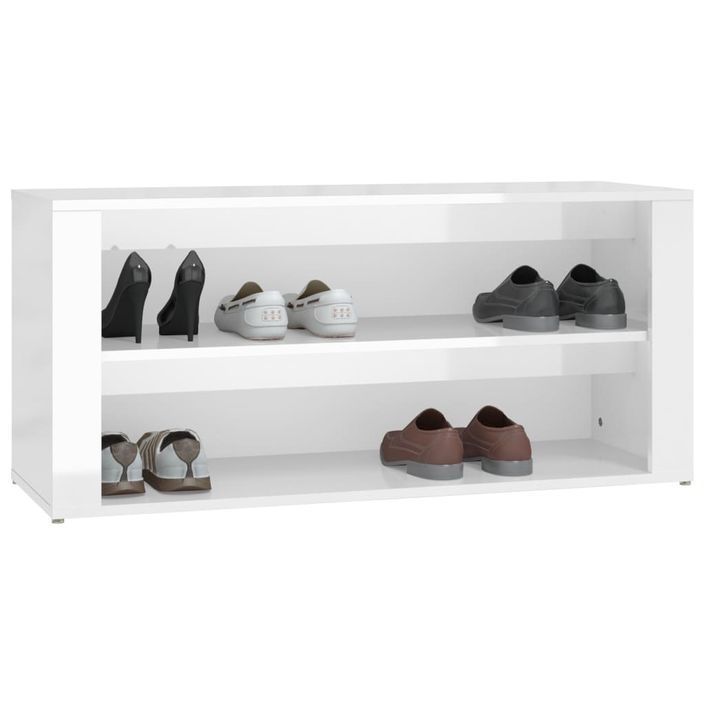 Étagère à chaussures Blanc brillant 100x35x45cm Bois ingénierie - Photo n°4