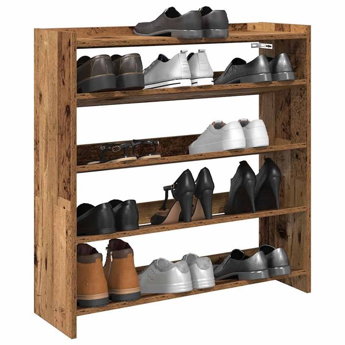 Étagère à chaussures en bois Manda L 80 x H 81 cm - Rangement 5 niveaux - Photo n°1