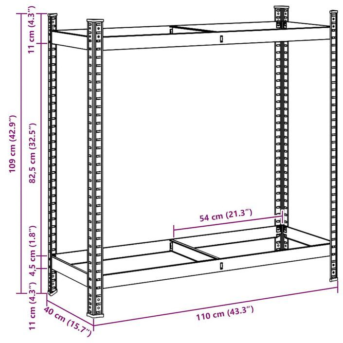 Étagère à pneus à 2 niveaux argent 110x40x109 cm acier - Photo n°11