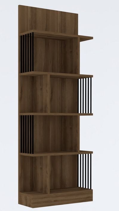 Étagère bibliothèque bois foncé et métal noir Alexa 80 cm - Photo n°1