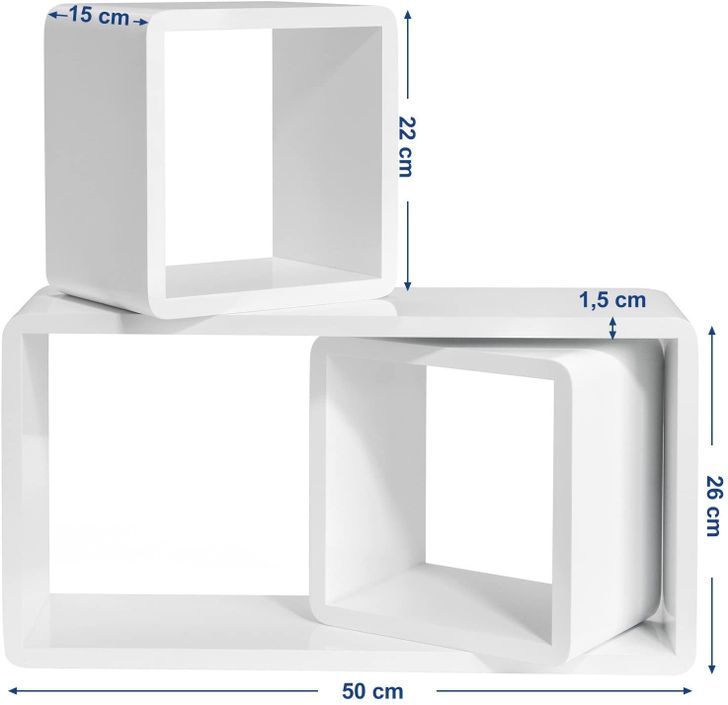 Étagère cube modulable bois blanc - Lot de 3 - Photo n°4