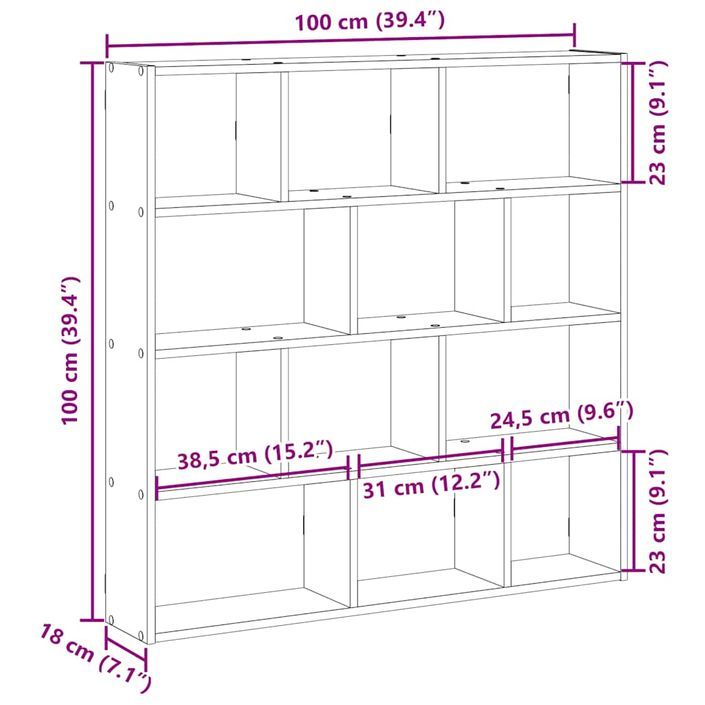 Étagère cube murale 12 compartiments blanc bois d'ingénierie - Photo n°10