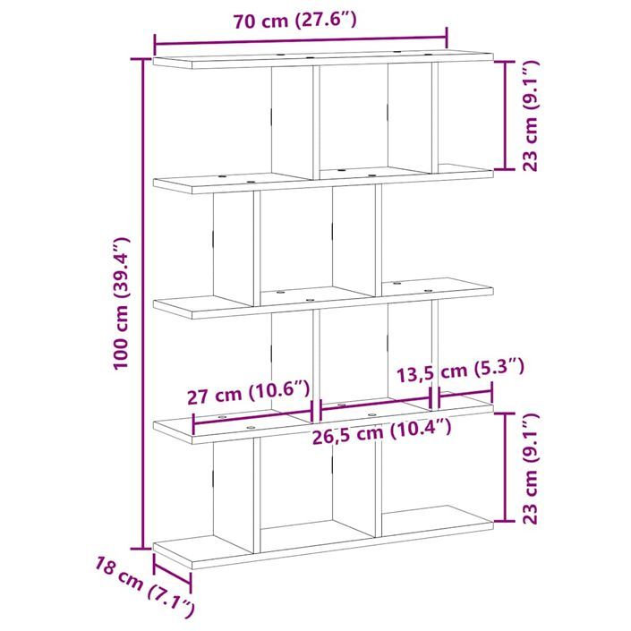 Étagère cube murale 12 compartiments vieux bois bois ingénierie - Photo n°10