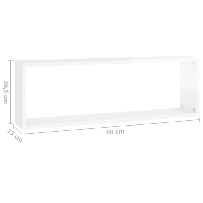 Étagère cube murale 2 pcs Blanc brillant 80x15x26,5cm Bako - Photo n°10