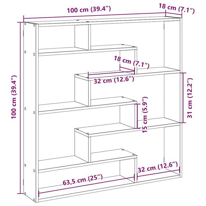 Étagère cube murale 7 compartiments blanc bois d'ingénierie - Photo n°10