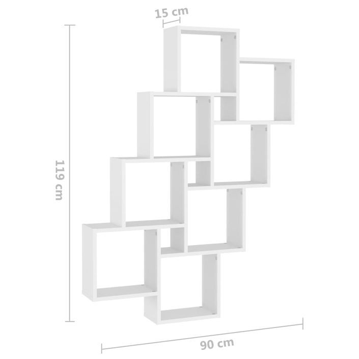 Étagère cube murale Blanc 90x15x119 cm - Photo n°6