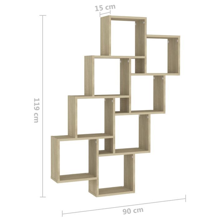 Étagère cube murale Chêne sonoma 90x15x119 cm - Photo n°6