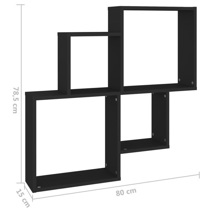 Étagère cube murale Noir 80x15x78,5 cm - Photo n°6