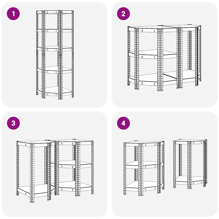 Étagère d'angle à 5 niveaux Argenté Acier et bois d'ingénierie - Photo n°7