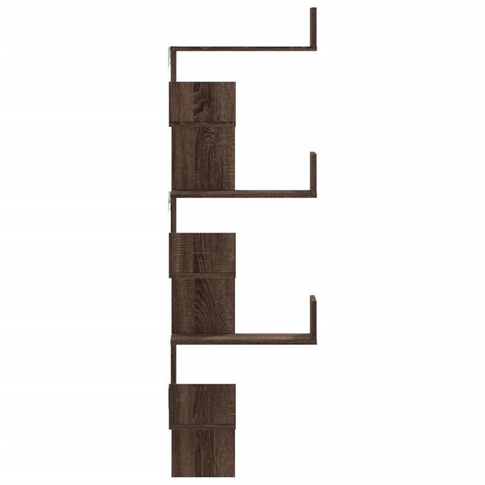 Étagère d'angle murale chêne marron 45x45x147cm bois ingénierie - Photo n°5