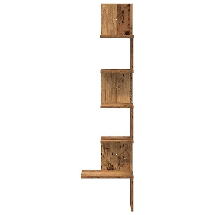 Étagère d'angle murale vieux bois 32x32x127,5cm bois ingénierie - Photo n°4