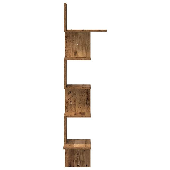 Étagère d'angle murale vieux bois 32x32x127,5cm bois ingénierie - Photo n°5