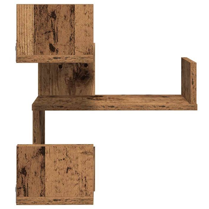 Étagère d'angle murale vieux bois 40x40x49,5 cm bois ingénierie - Photo n°6