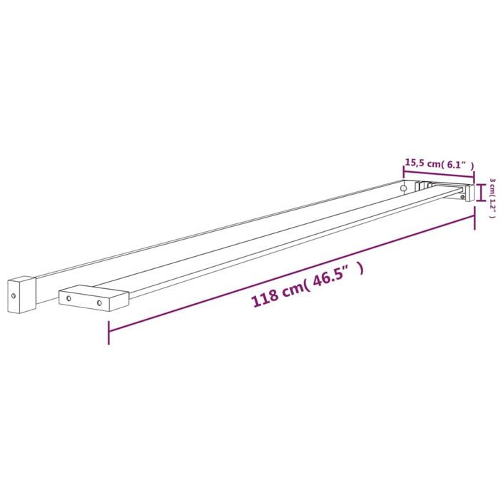 Étagère de douche de paroi de douche à l'italienne Noir 118 cm - Photo n°7