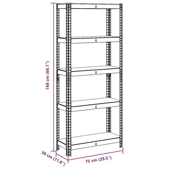 Étagère de rangement 5 niveaux Anthracite Acier bois ingénierie - Photo n°12