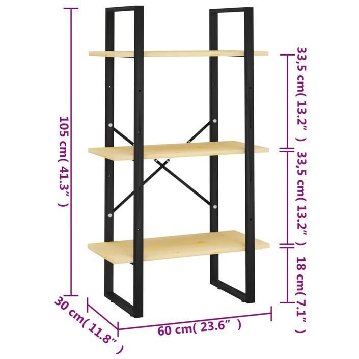 Étagère de rangement 60x30x105 cm Bois de pin massif - Photo n°7