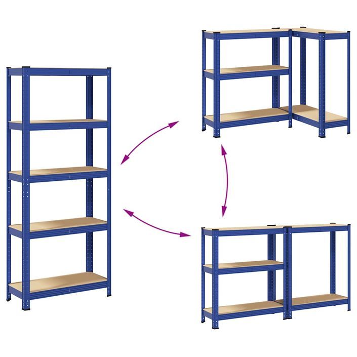 Étagère de rangement à 5 niveaux Bleu Acier et bois ingénierie - Photo n°7