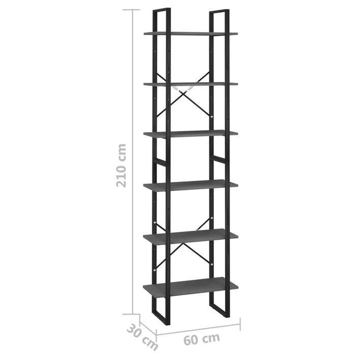 Étagère de rangement Gris 60x30x210 cm Bois d'ingénierie - Photo n°8