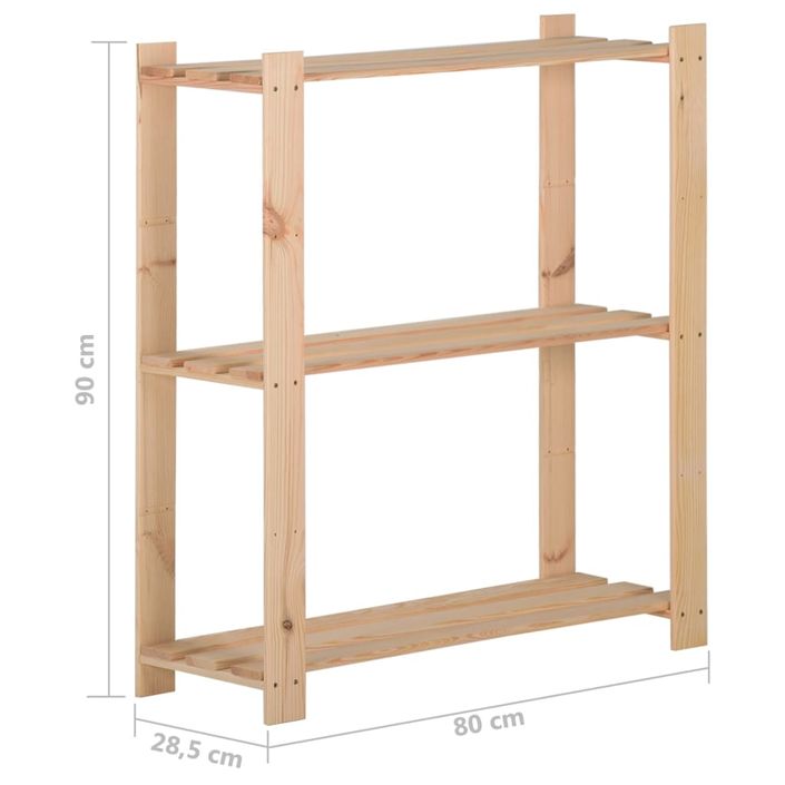 Étagère de stockage 3 niveaux 80x28,5x90 cm Bois de pin massif - Photo n°6